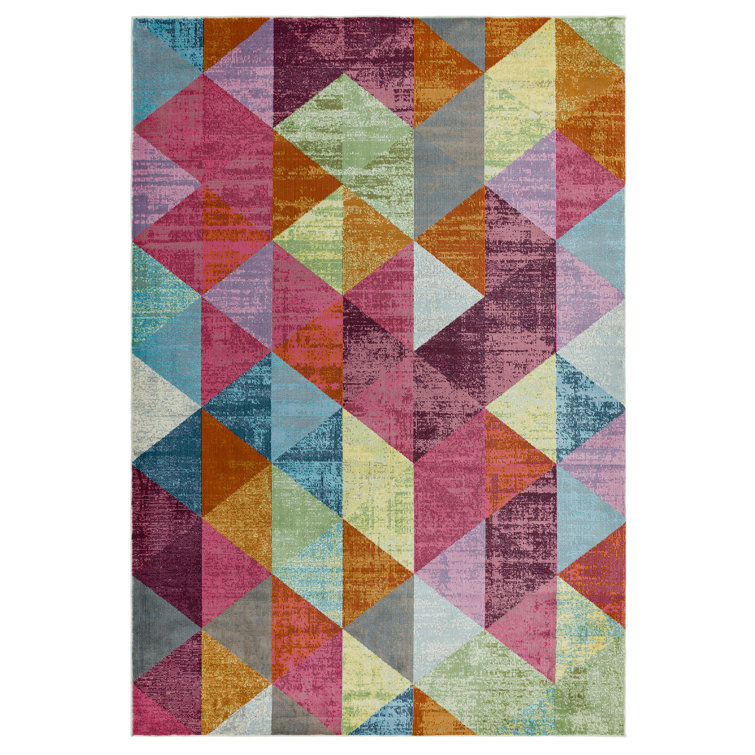 Etta Avenue Teagan Harlequin Flatweave Pink/Blue/Yellow Rug Wayfair.co.uk